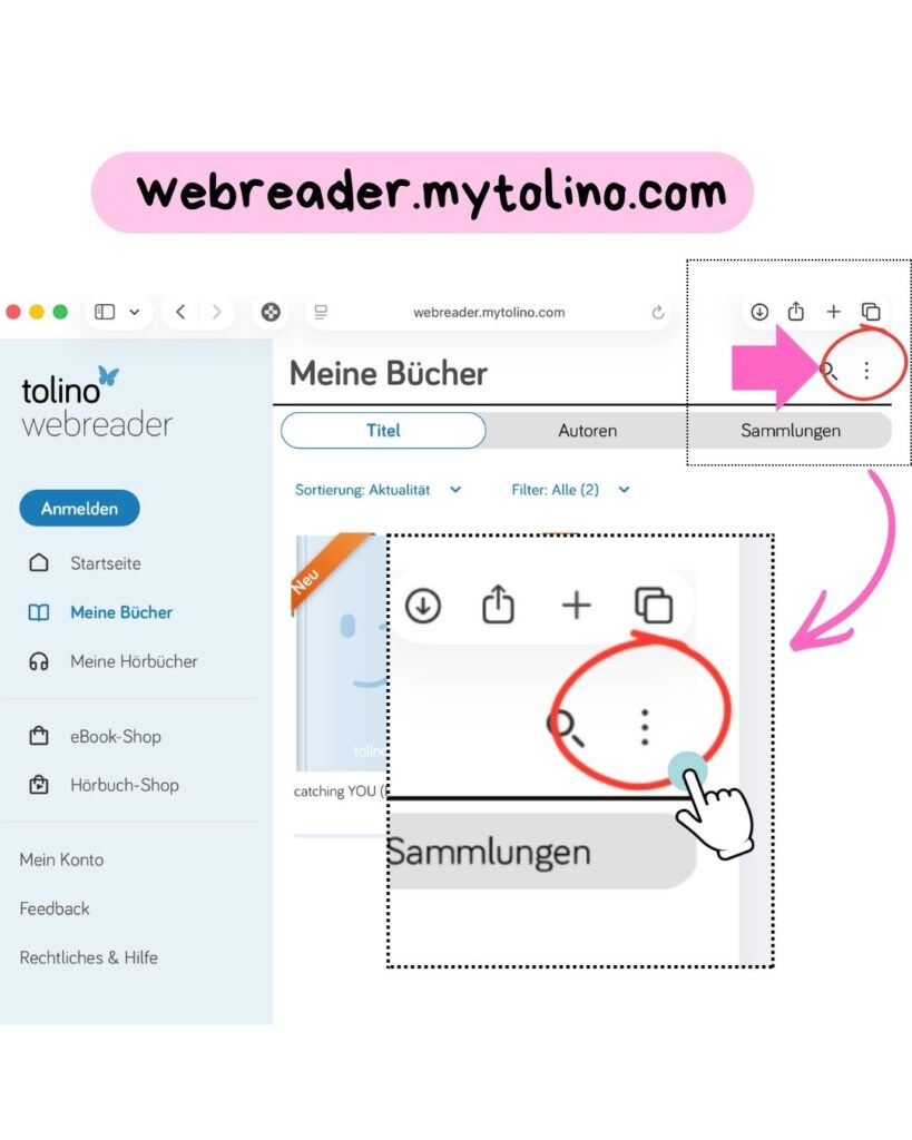 Tolino Webreader – EPUB hochladen über webreader.mytolino.com